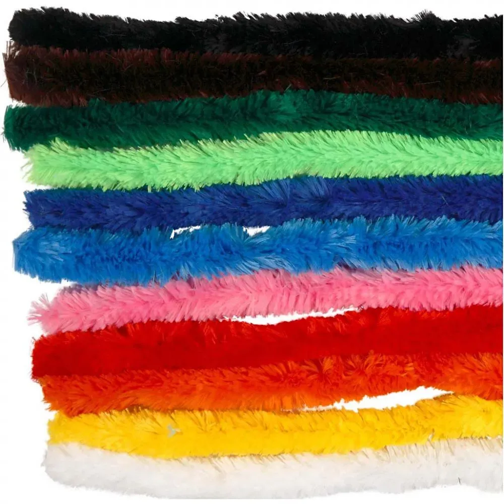Pipe Cleaners Nylon Big Huge12 Colours x 5 Flexible Chenilles T:25 mm L:45 cm