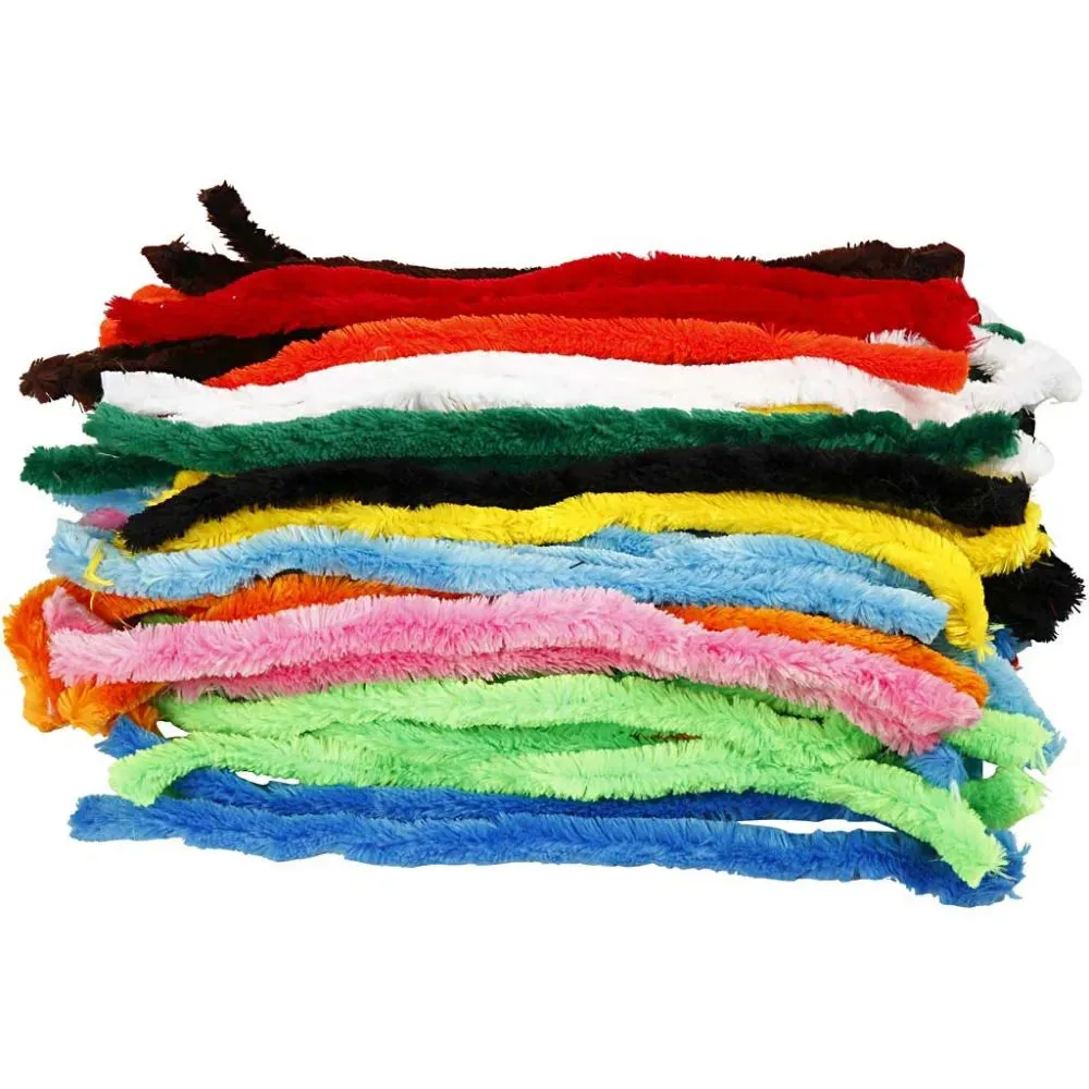 Pipe Cleaners Nylon Big Huge12 Colours x 5 Flexible Chenilles T:25 mm L:45 cm