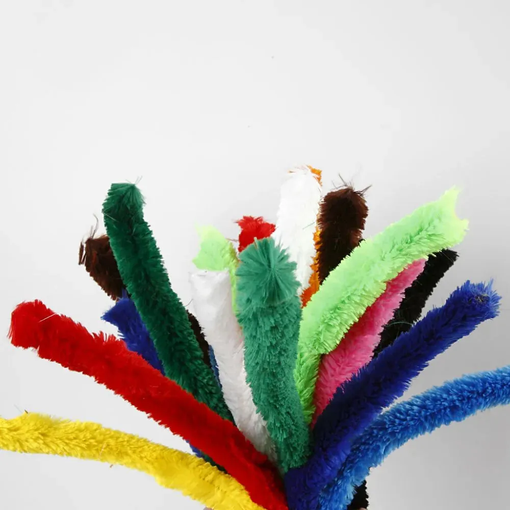 Pipe Cleaners Nylon Big Huge12 Colours x 5 Flexible Chenilles T:25 mm L:45 cm