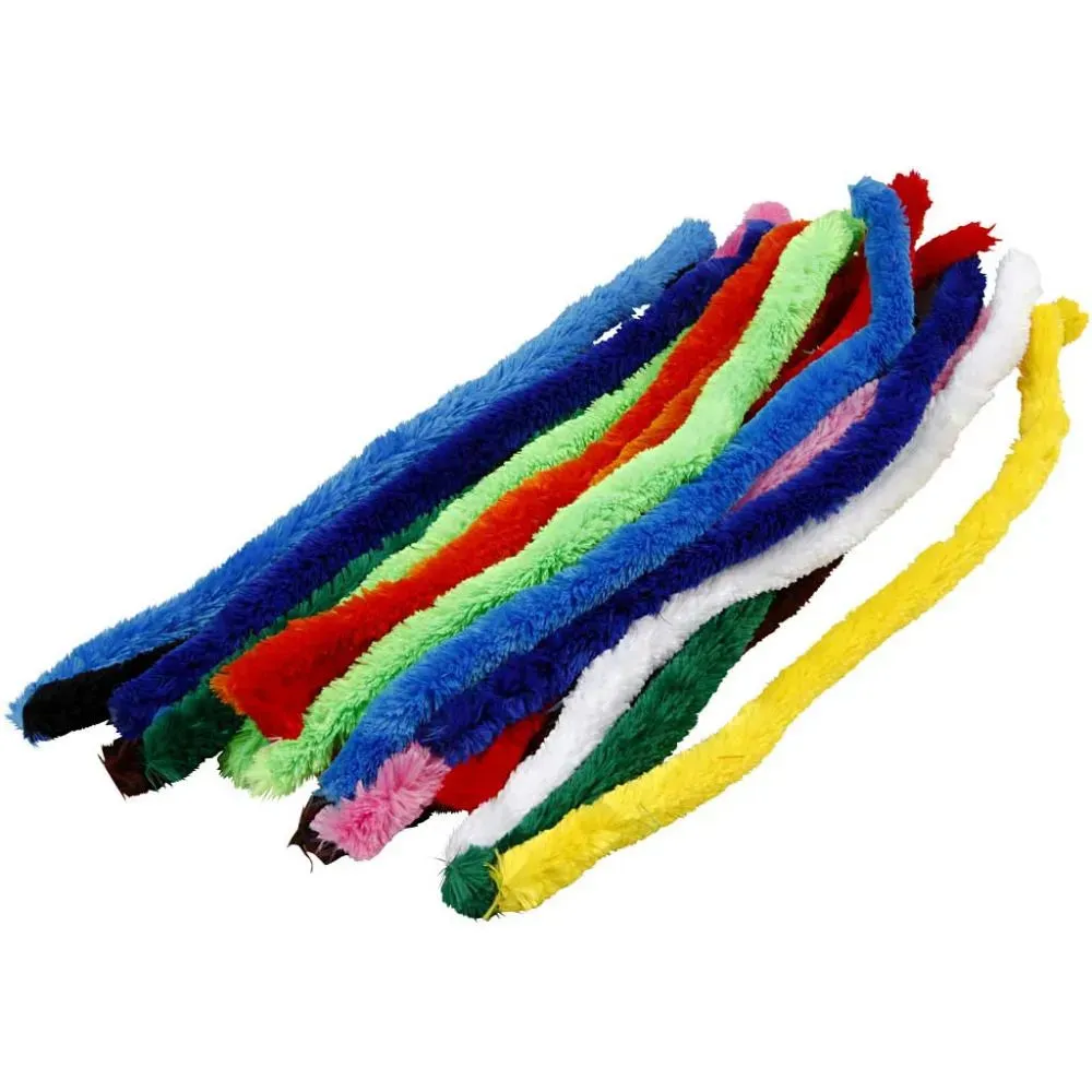 Pipe Cleaners Nylon Big Huge12 Colours x 5 Flexible Chenilles T:25 mm L:45 cm