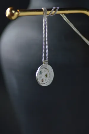 Pocket Universe Sapphire and Tourmaline Silver Pendant 1373-4