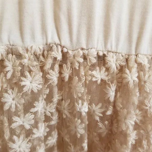 POL dress Medium unlined sheer floral crochet lace embroidered boho sleeveless