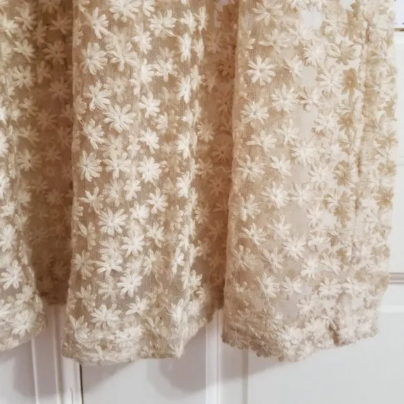 POL dress Medium unlined sheer floral crochet lace embroidered boho sleeveless