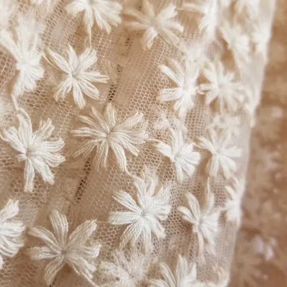 POL dress Medium unlined sheer floral crochet lace embroidered boho sleeveless