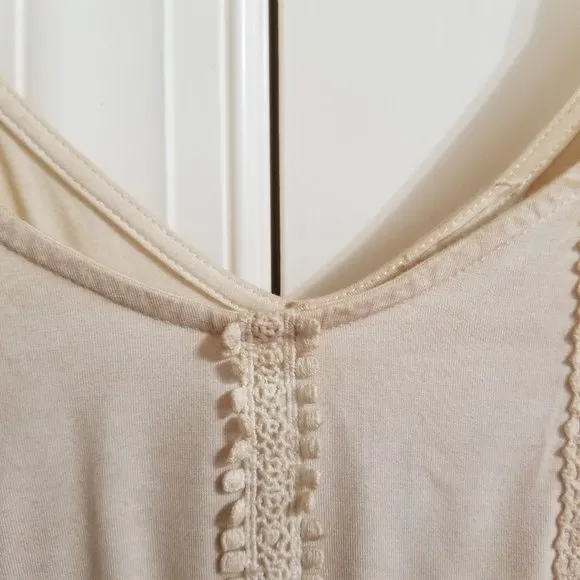 POL dress Medium unlined sheer floral crochet lace embroidered boho sleeveless
