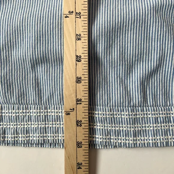 Pomegranate | Tie neck pockets 100% cotton blue &amp; white pinstriped shift Sz S