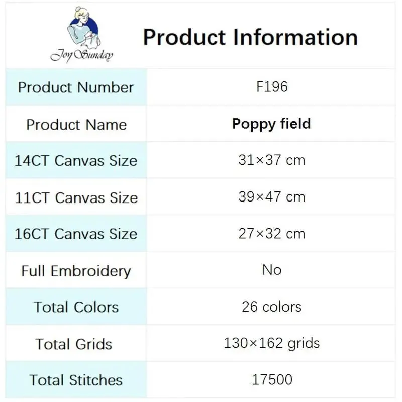 Poppy Field Scenery Pattern Joy Sunday Cross Stitch