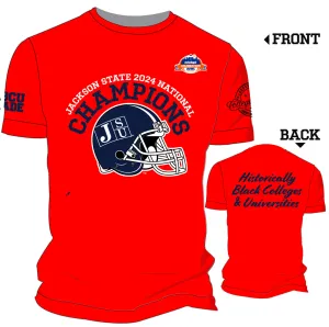 PRE ORDER ( Ship FEB 15) JACKSON STATE   | RED 25 National Champs  Chenille EMBROIDERY UNISEX TEES