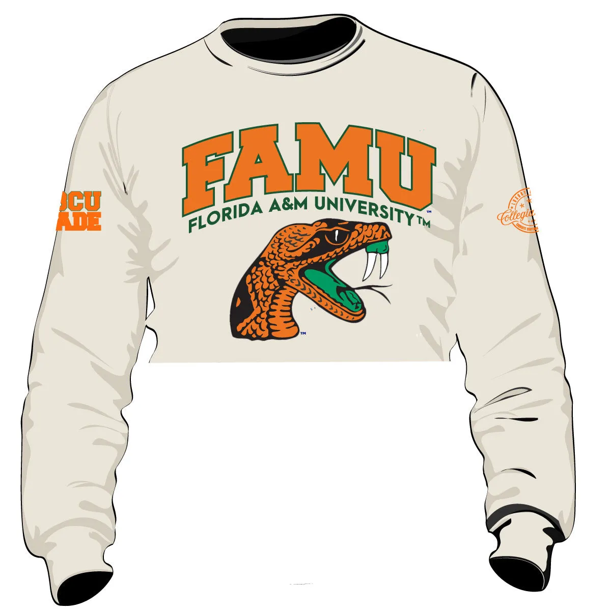 Pre Order ( Ship Mar 15th) FAMU | Arch CREAM Chenille Crop SWEATSHIRT