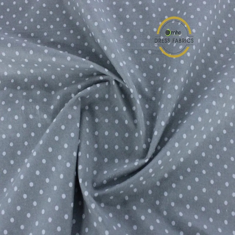 Printed Flannel Fabric Grey Dots 150cm