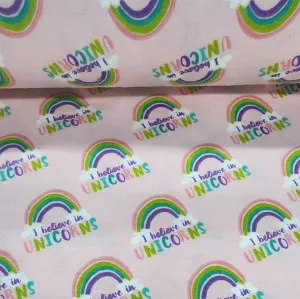 Printed Flannel Fabric Unicorn Rainbow 110 cm