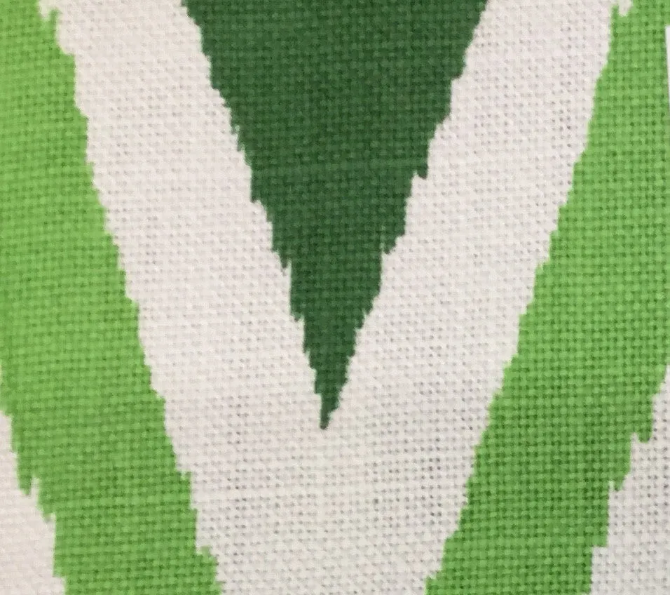 Quadrille Fabric: Tashkent II Small Scale - Custom Dark Green / Jungle Green on White 100% Heavy Basketweave Linen