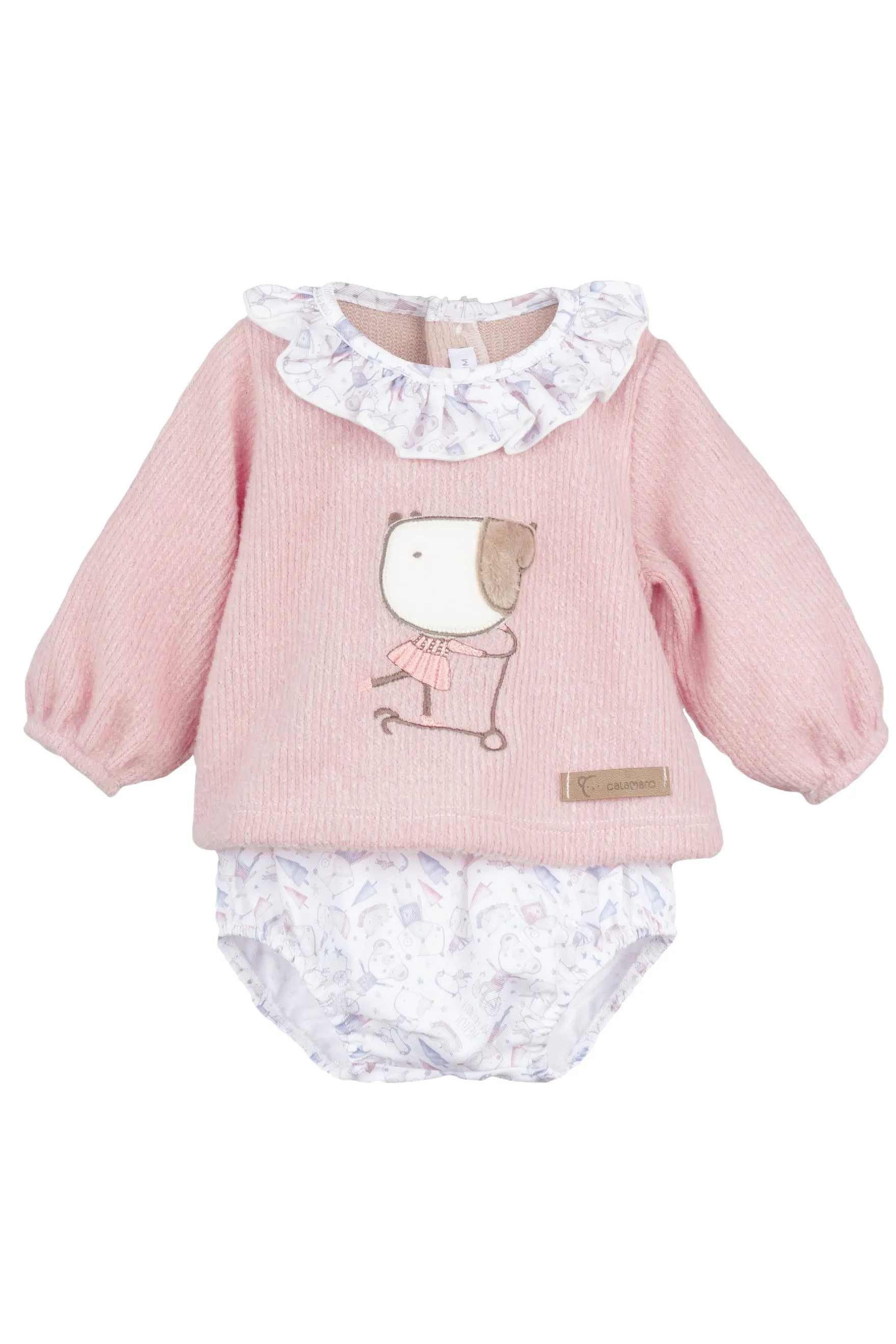 "Erin" Dusky Pink Chenille Top & Bloomers