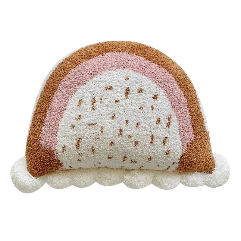 Rainbow-Shaped Embroidered Decorative Pillow