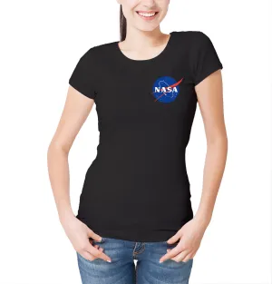 Reality Glitch Nasa Logo Left Chest Womens T-Shirt