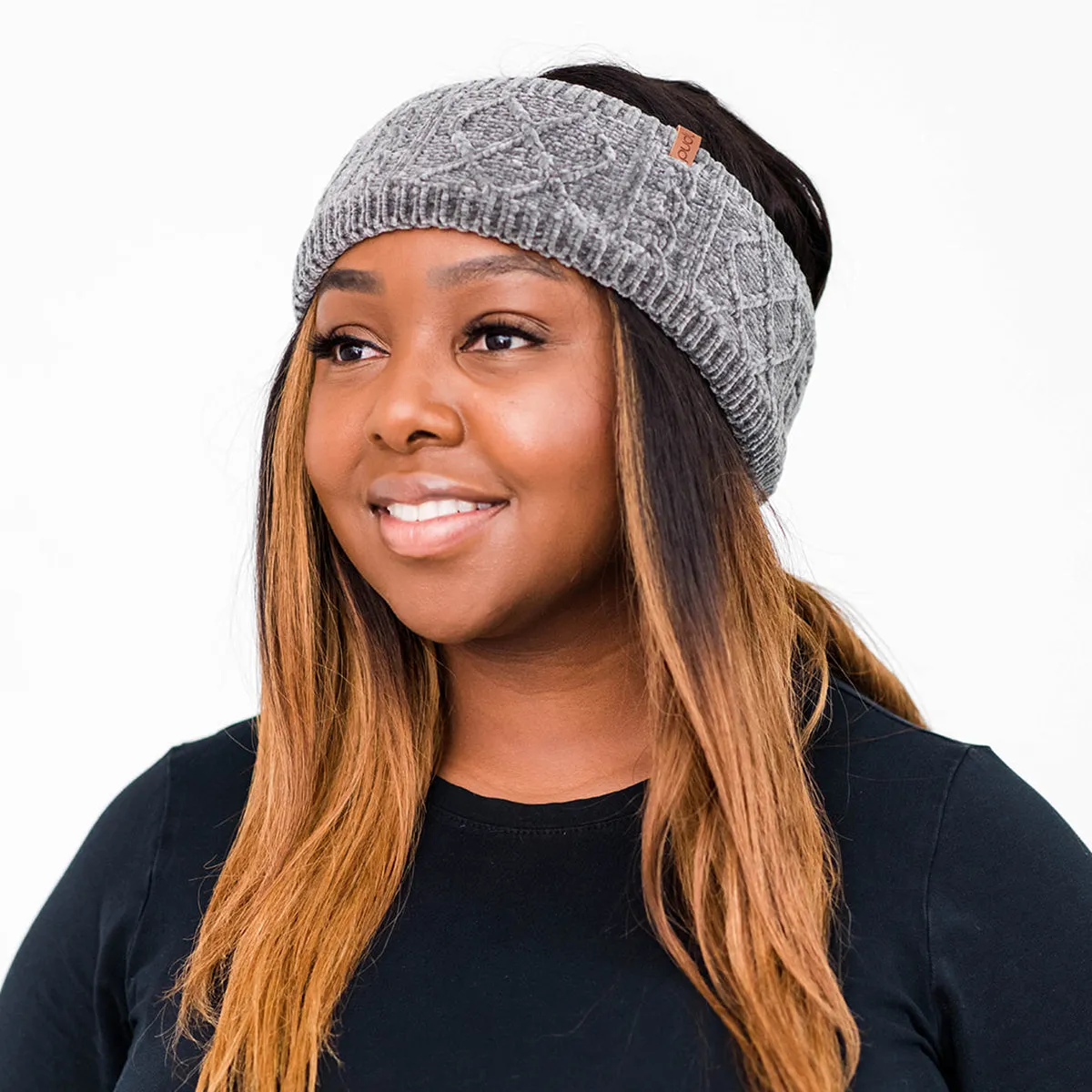 Recycled Headband - Chenille Knit Charcoal