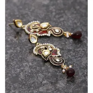 Red & Golden Embellished Earrings