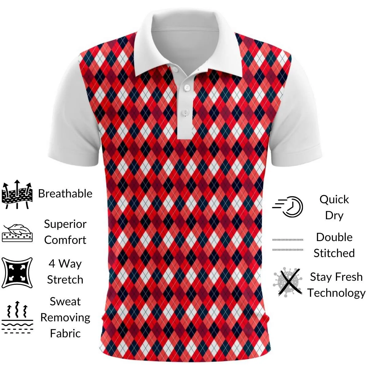 Red Argyle Golf Polo Pre-Order