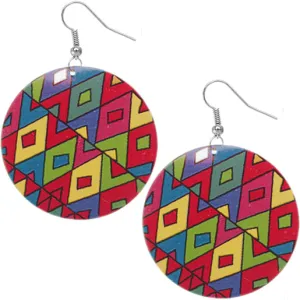 Red Multicolor Geometric Earrings