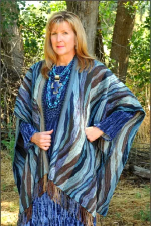 Rhonda Stark Italian Acrylic Collection: Shawl Ocean Wave, Fringe