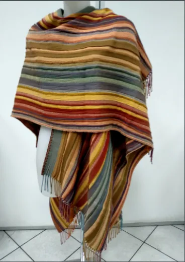 Rhonda Stark Italian Acrylic Collection: Shawl Serape Stripe Carnival, Fringe