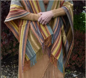 Rhonda Stark Italian Acrylic Collection: Shawl Serape Stripe Carnival, Fringe
