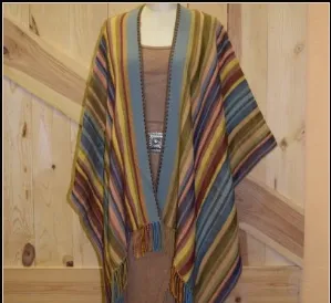 Rhonda Stark Italian Acrylic Collection: Shawl Serape Stripe Carnival, Fringe