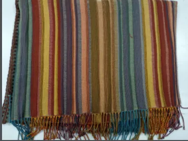 Rhonda Stark Italian Acrylic Collection: Shawl Serape Stripe Carnival, Fringe