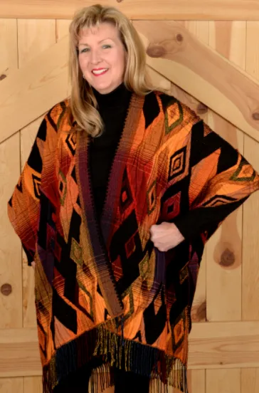 Rhonda Stark Italian Acrylic Collection: Shawl Sunset Diamond, Fringe