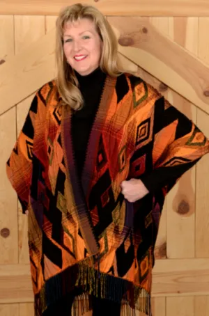Rhonda Stark Italian Acrylic Collection: Shawl Sunset Diamond, Fringe