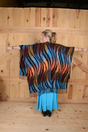 Rhonda Stark Italian Acrylic Collection: Shawl Turquoise Wave, Fringe