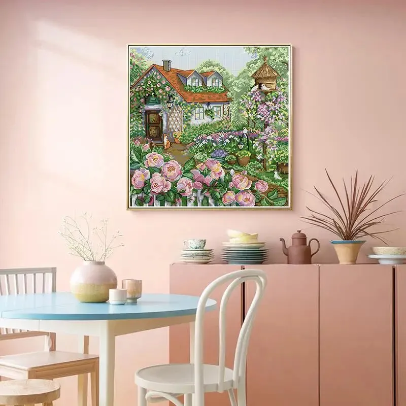 Rose Cottage Counted Stamped Cross Stitch