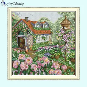 Rose Cottage Counted Stamped Cross Stitch