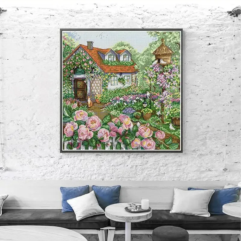 Rose Cottage Counted Stamped Cross Stitch