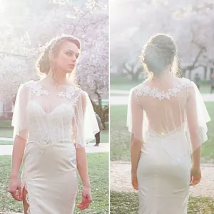 Roycebridal Modest Wedding Dresses Shrugs Bohemian Wedding Boleros Appliques Lace Tulle Bridal Shawls Boho Bridal Jackets Accessories