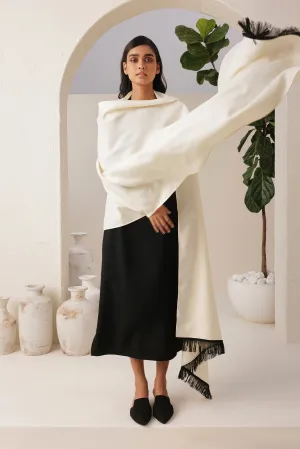 Sand Woollen Shawl (Ivory & Black)