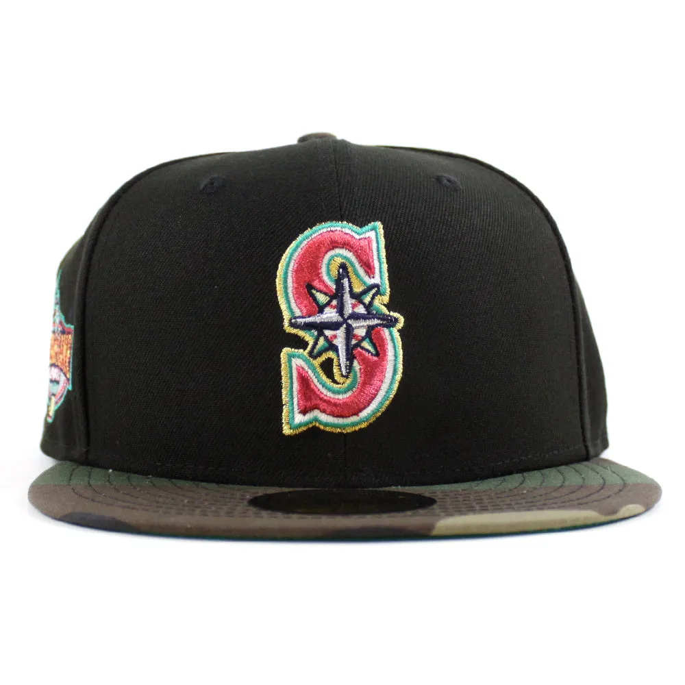 Seattle Mariners 2001 All Star Game New Era 59Fifty Fitted Hat (Black Woodland Camo Green Under Brim)