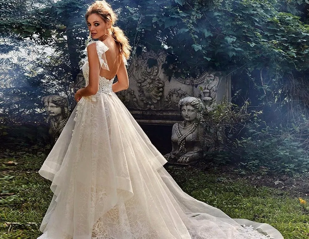 Shiny Lace A-line Wedding Dress  Vestidos De Bodas Sweetheart Neck Backless Illusion Bridal Gown Gelinlik