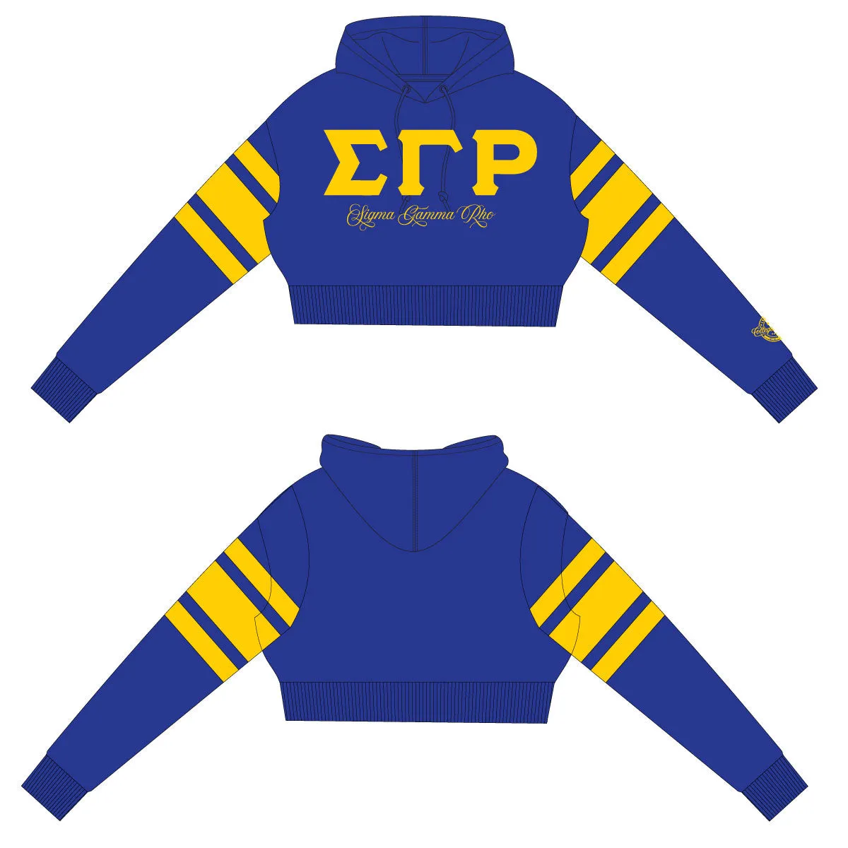SIGMA | Gamma Rho GOLD STRIPE Chenille High Crop Hoodie