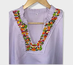 Size 2XL Lilac Embroidered Top made in El Salvador-Blusa/Camisa hecha en El Salvador