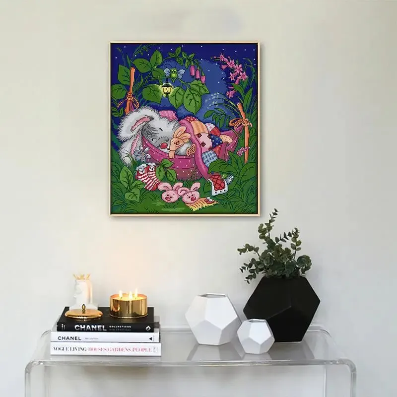 Sleeping Bunny Baby Cartoon Animal Pattern 11CT Cross Stitch Kits