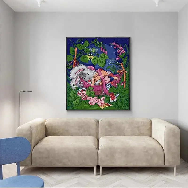 Sleeping Bunny Baby Cartoon Animal Pattern 11CT Cross Stitch Kits