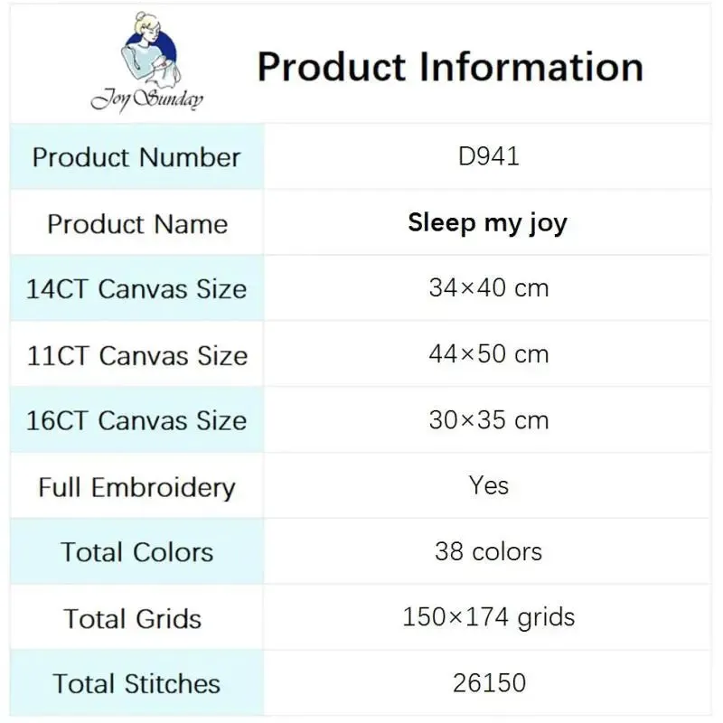 Sleeping Bunny Baby Cartoon Animal Pattern 11CT Cross Stitch Kits