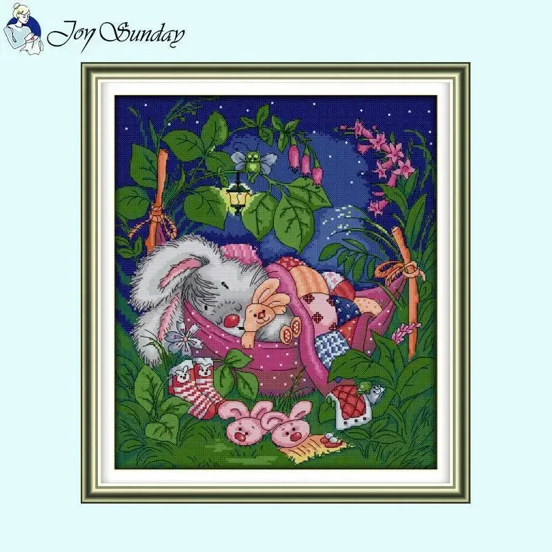 Sleeping Bunny Baby Cartoon Animal Pattern 11CT Cross Stitch Kits