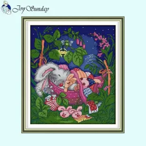 Sleeping Bunny Baby Cartoon Animal Pattern 11CT Cross Stitch Kits
