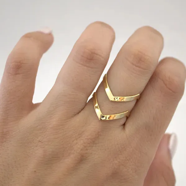 SMJEL 2023 New Fashion Boho Double Lines V Chevron Rings For Women's Gift Simple Geometric Bague Dainty Rings Femme Jewelry R248