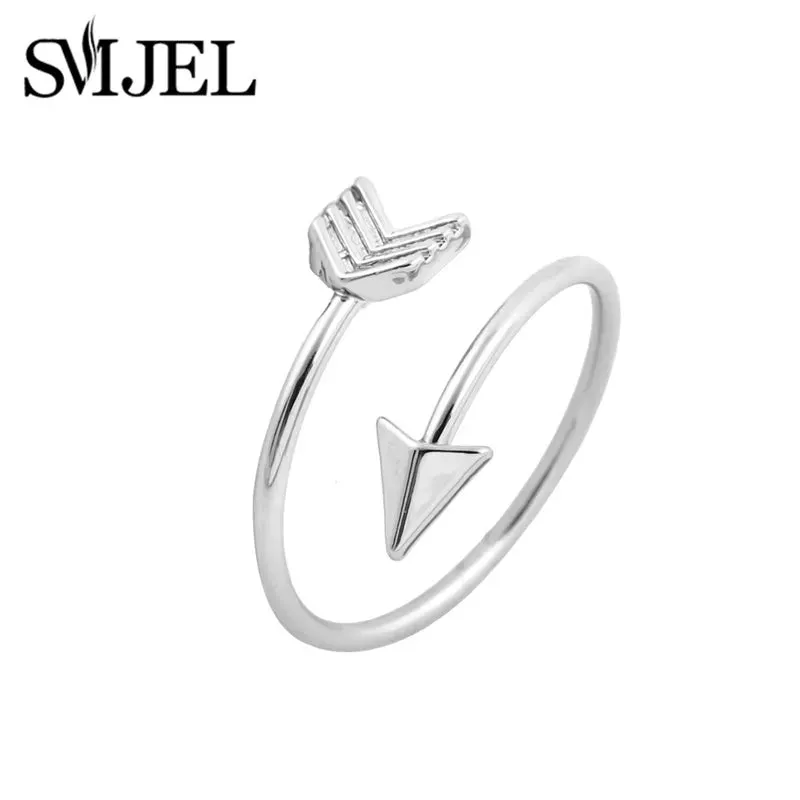 SMJEL 2023 New Fashion Boho Double Lines V Chevron Rings For Women's Gift Simple Geometric Bague Dainty Rings Femme Jewelry R248