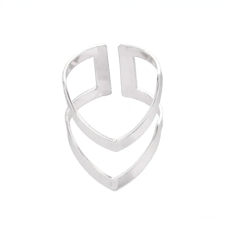 SMJEL 2023 New Fashion Boho Double Lines V Chevron Rings For Women's Gift Simple Geometric Bague Dainty Rings Femme Jewelry R248