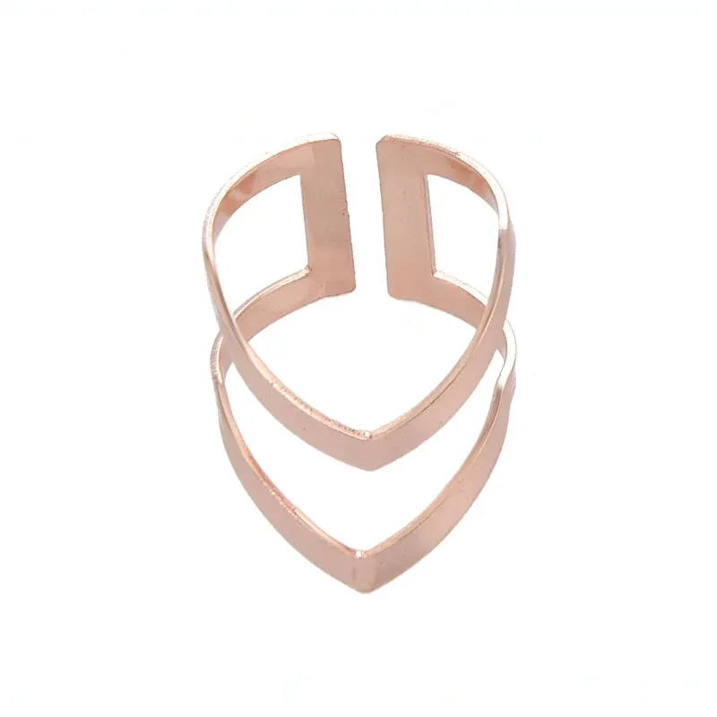 SMJEL 2023 New Fashion Boho Double Lines V Chevron Rings For Women's Gift Simple Geometric Bague Dainty Rings Femme Jewelry R248