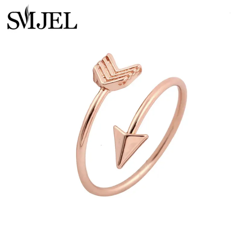 SMJEL 2023 New Fashion Boho Double Lines V Chevron Rings For Women's Gift Simple Geometric Bague Dainty Rings Femme Jewelry R248